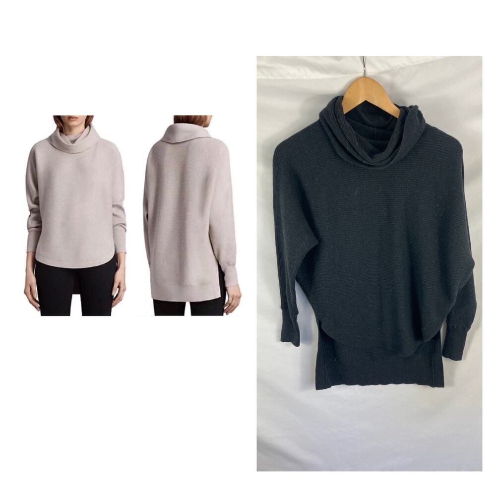 Allsaints Wool Blend Rio Roll Neck Batwing Knitted Jumper Sweater Size XS